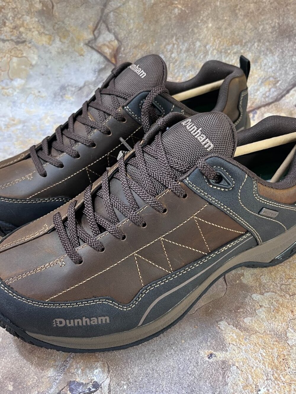 NWB DUNHAM CLOUD PLUS LACE UP SHOES (MEN'S) - BROWN LEATHER/BLACK Size9.5 4E